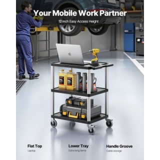 VEVOR Τρόλεϊ Υπηρεσίας 3 Ραφιών 300 lbs με Ρόδες DXSLSYTCXH3CZ9K39V0 VEVOR Τρόλεϊ Υπηρεσίας 3 Ραφιών 300 lbs με Ρόδες DXSLSYTCXH3CZ9K39V0