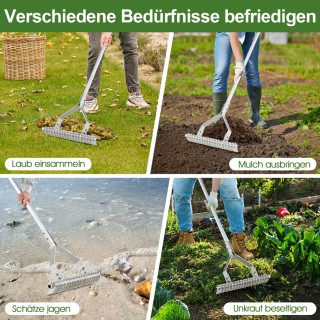 Costway Πολλαπλών Χρήσεων Ρυθμιζόμενη Τσουγκράνα Κήπου Αλουμινίου 1...