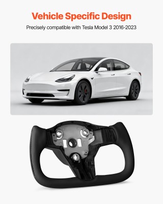 VEVOR Τιμόνι Carbon Fiber D-Shape με Θέρμανση για Tesla Model 3 (20...