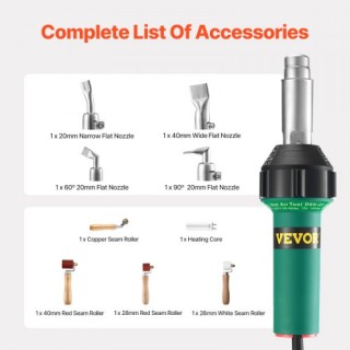 VEVOR  Πλαστικός Συγκολλητής Θερμού Αέρα 1600W με 9 Αξεσουάρ  PVCBR...