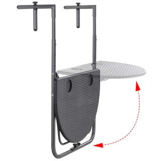 BAKAJI Τραπέζι Μπαλκονιού Πτυσσόμενο Μεταλλικό και Πολυρατάν Μαύρο ...