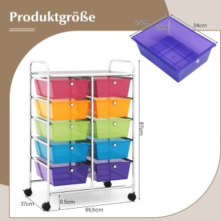 Costway Κινητό Καρότσι Αποθήκευσης με 10 Συρτάρια για Γραφική Ύλη σ... Costway Κινητό Καρότσι Αποθήκευσης με 10 Συρτάρια για Γραφική Ύλη σ...