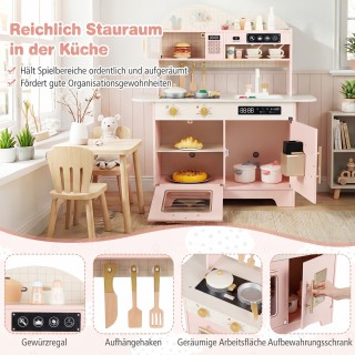 Costway Παιδική Κουζίνα με Αποθηκευτικό Χώρο & 17 Αξεσουάρ Ξύλινη Π...