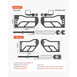 VEVOR Τετράθυρες Σωληνωτές Πόρτες για Jeep Wrangler JL 2018-2024 JP... VEVOR Τετράθυρες Σωληνωτές Πόρτες για Jeep Wrangler JL 2018-2024 JP...
