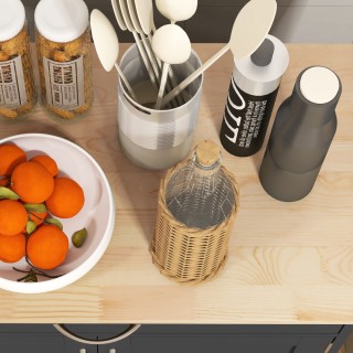 HOMCOM  Ξύλινο Καρότσι Κουζίνας με Θήκη για Μπουκάλια, 3 Πόρτες και...