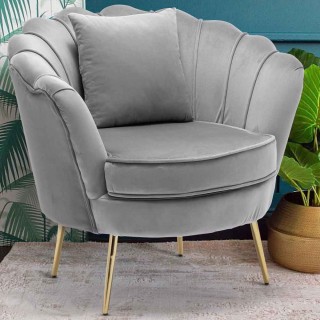 Βελούδινη Πολυθρόνα / Καρέκλα με Μεταλλικά Πόδια 81 x 77 x 84 cm Γκ... Βελούδινη Πολυθρόνα / Καρέκλα με Μεταλλικά Πόδια 81 x 77 x 84 cm Γκ...