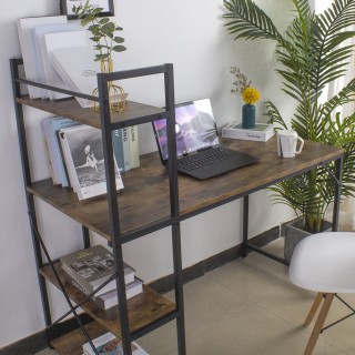 BAKAJI Γραφείο Βιβλιοθήκη Ξύλινο Μεταλλικό για Υπολογιστή - Βιομηχα...