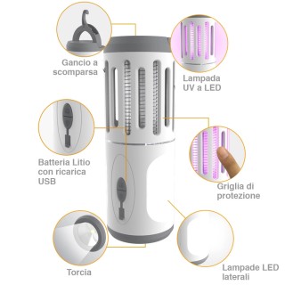 BAKAJI Ηλεκτρική Εντομοπαγίδα Λάμπα LED Κατασκήνωσης Αντικουνουπική...