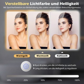 Costway Ορθογώνιος Καθρέφτης 80 x 60 εκ με LED Φωτισμό - Επιτοίχιος...