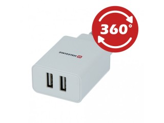 SWISSTEN Κύριος Φορτιστής με 2x USB, Έξυπνη Τεχνολογία IC, 2,1A, Πι...