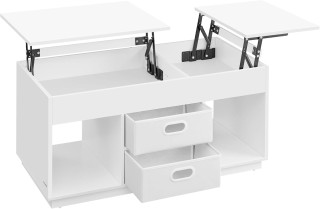 VASAGLE Πολυλειτουργικό Λευκό Τραπεζάκι Καφέ με Ανασηκούμενη Επιφάν...