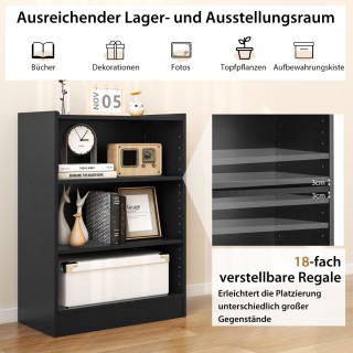 Costway Μαύρη Βιβλιοθήκη με 3 Ράφια και Ρυθμιζόμενα Ράφια 50 x 30 x... Costway Μαύρη Βιβλιοθήκη με 3 Ράφια και Ρυθμιζόμενα Ράφια 50 x 30 x...