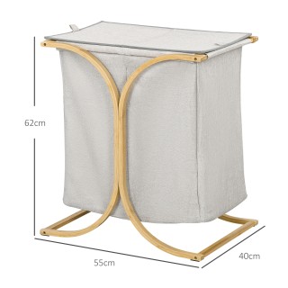 HOMCOM Καλάθι Απλύτων με 2 Καλάθια και Καπάκι από Μπαμπού και Πολυε...