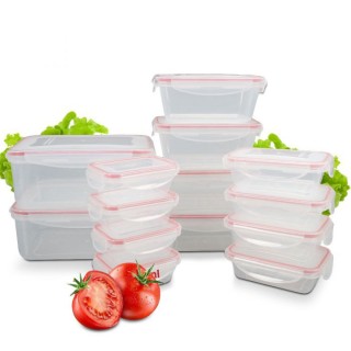 Σετ Φαγητοδοχεία 14 Τεμαχίων με Αεροστεγές Κλείσιμο - Διάφανο/Κόκκι... Σετ Φαγητοδοχεία 14 Τεμαχίων με Αεροστεγές Κλείσιμο - Διάφανο/Κόκκι...