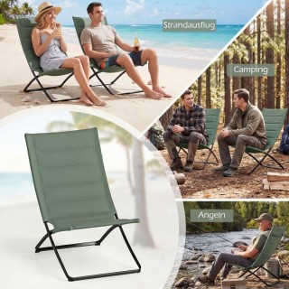 Costway ΣΕΤ 2 Αναδιπλούμενες Καρέκλες Παραλίας με Επενδυμένα Πλάτες...