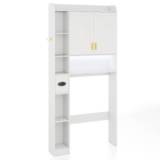 Costway Ντουλάπα Τουαλέτας Λευκή με Δίπορτο Ντουλαπάκι, 6 Ανοιχτά Ρ...