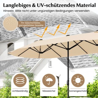Costway Μεγάλη Διπλή Ομπρέλα με Βάση και Κουρμπαδόρο 400 x 200 cm X...