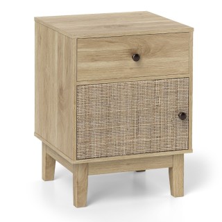 Costway Μποέμ Ρατάν Κομοδίνο με Συρτάρι και Ντουλάπι HU10765NA