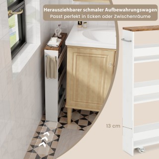 Costway Κινητό Καρότσι Αποθήκευσης με 4 Ράφια και Ρόδες για Κουζίνα...