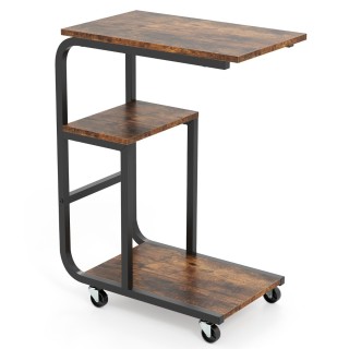 Γωνιακό βοηθητικό τραπέζι με ανοιχτά ράφια & τροχούς με φρένα, εξοι... Γωνιακό βοηθητικό τραπέζι με ανοιχτά ράφια & τροχούς με φρένα, εξοι...