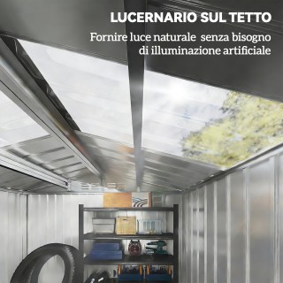 Outsunny Μεταλλικό Κήπο Σπιτάκι με Αεραγωγούς και Διπλή Συρόμενη Πό...