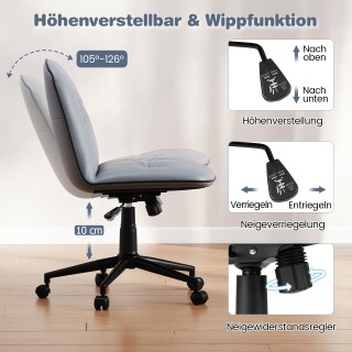 Costway Περιστρεφόμενη Εργασιακή Καρέκλα χωρίς Μπράτσα από Συνθετικ...