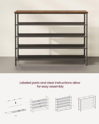 Ράφι Παπουτσιών VASAGLE 5 Επιπέδων με 4 Υφασμάτινα Ράφια, Βιομηχανι... Ράφι Παπουτσιών VASAGLE 5 Επιπέδων με 4 Υφασμάτινα Ράφια, Βιομηχανι...