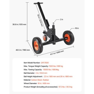 VEVOR Ρυμουλκούμενο Καρότσι 2-σε-1 1500lbs, Ρυθμιζόμενο Ύψος 22-26 ... VEVOR Ρυμουλκούμενο Καρότσι 2-σε-1 1500lbs, Ρυθμιζόμενο Ύψος 22-26 ...