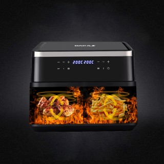 BAKAJI  Φριτέζα Αέρος με Διπλό Καλάθι XXL 12 L Airfryer Χωρίς Λάδι ...