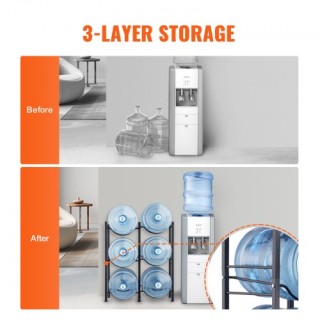 Ράφι Νερού VEVOR 3 Επιπέδων για 6 Μπουκάλια Μαύρο 5JLTZSSTSTZCFE4HKV0 Ράφι Νερού VEVOR 3 Επιπέδων για 6 Μπουκάλια Μαύρο 5JLTZSSTSTZCFE4HKV0