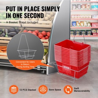 Σετ Καλαθιών Αγορών VEVOR 12τμχ 21L με Σιδερένια Λαβή & Βάση Κόκκιν... Σετ Καλαθιών Αγορών VEVOR 12τμχ 21L με Σιδερένια Λαβή & Βάση Κόκκιν...