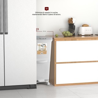 BAKAJI Κάδος Κουζίνας Διπλός 38 Λ με Διαχωρισμό Απορριμμάτων και Ρό...