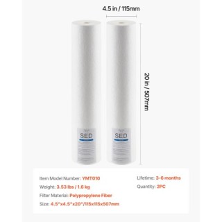 VEVOR Ανταλλακτικό Φίλτρο Κατακρήμνισης Οικιακής Χρήσης 4.5 x 20 QW...