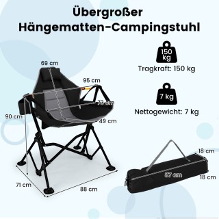 Costway Πτυσσόμενη Καρέκλα Camping με Ρυθμιζόμενη Πλάτη και Θήκη Πο...