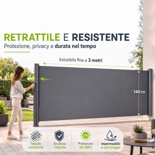 BAKAJI Πλευστήρα Πλευρική Πτυσσόμενη Τέντα 1.4x3 Μέτρα με Ρολό Σκία...