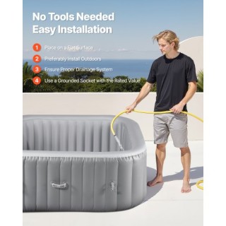 VEVOR Φουσκωτό Υδρομασάζ 4-6 Ατόμων Εξωτερικού Χώρου CQKSLYGL73H29C...