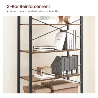 VASAGLE Βιβλιοθήκη 6 επιπέδων , ρουστίκ καφέ και μαύρο, 80 x 30 x 1... VASAGLE Βιβλιοθήκη 6 επιπέδων , ρουστίκ καφέ και μαύρο, 80 x 30 x 1...