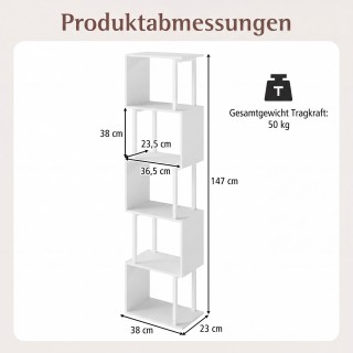 Costway Ελεύθερη βιβλιοθήκη 5 επιπέδων με μεταλλικό σκελετό και προ...