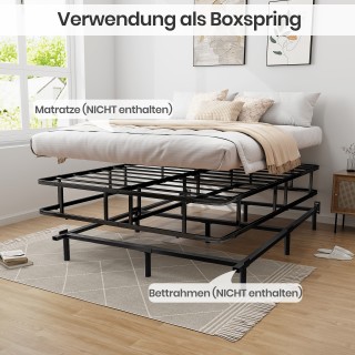 Costway  Μεταλλικό Κρεβάτι με Μαύρο Πλαίσιο και Ανθεκτική Στήριξη, ...