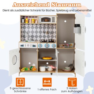 Costway Ξύλινη Παιδική Κουζίνα με Αξεσουάρ - Παιχνίδι Κουζίνας με Π... Costway Ξύλινη Παιδική Κουζίνα με Αξεσουάρ - Παιχνίδι Κουζίνας με Π...