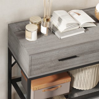 HOMCOM Κομοδίνο Εισόδου με 2 Συρτάρια, 2 Ράφια και Πλευρικό Άγκιστρ...