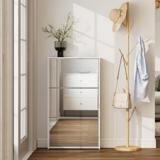 HOMCOM Ντουλάπα Παπουτσιών με Καθρέφτη και 3 Ανακλινόμενα Συρτάρια ...