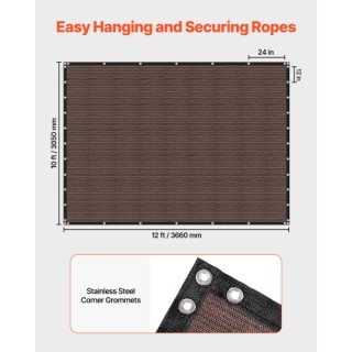 VEVOR Καφέ Σκίαστρο 90% 10x12 ft για Κήπο Πατιό JBZGB120FT1810KQ7001V0