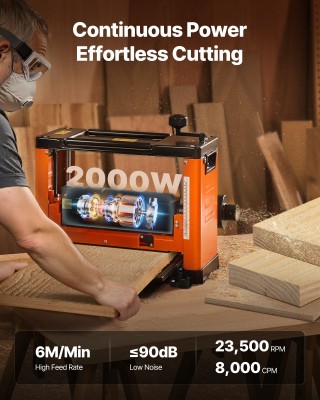 VEVOR Σχεδιαστής Ξύλου με Πάχος 330 mm, Με Σπειροειδή Κεφαλή Κοπής ...