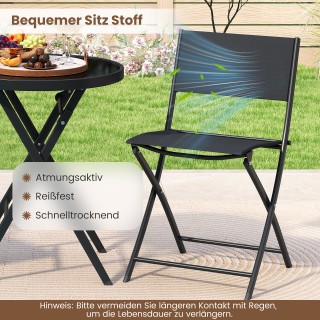 Costway Πτυσσόμενο Bistro Σετ Κήπου με Αναπνέον Κάθισμα & Επιφάνεια...