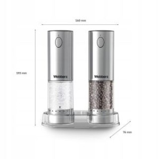 WEBBER Σετ 2 Τεμαχίων Ηλεκτρικός Μύλος Αλατιού και Πιπεριού Επαναφο...