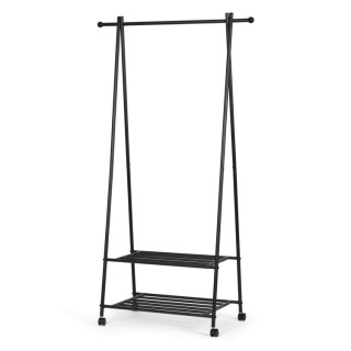 Μεταλλική Επιδαπέδια Κρεμάστρα με 2 Ράφια 65 x 42 x 161 cm Μαύρο GH...