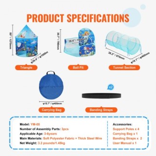 Παιδική Σκηνή Παιχνιδιού 3 σε 1 με Τούνελ & Μπασκέτα - VEVOR PPSDZ... Παιδική Σκηνή Παιχνιδιού 3 σε 1 με Τούνελ & Μπασκέτα - VEVOR PPSDZ...