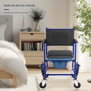 BAKAJI Αναπηρικό Καροτσάκι με Υποπόδιο και Αφαιρούμενη Λεκάνη με Κα...