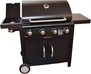 BAKAJI Μπάρμπεκιου Υγραερίου με Πέτρες Λάβας, 4 Καυστήρες & Πλευρικ...